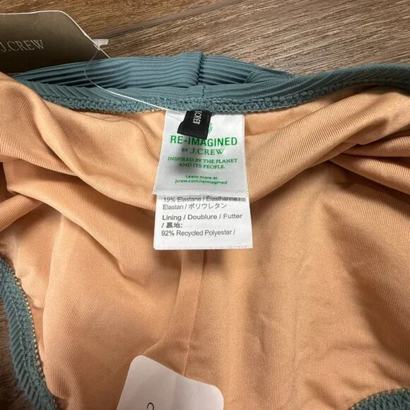 J. Crew Ribbed Square-Neck One-Piece Swimsuit Teal Size 22 NWT Summer Beach - Picture 9 of 11